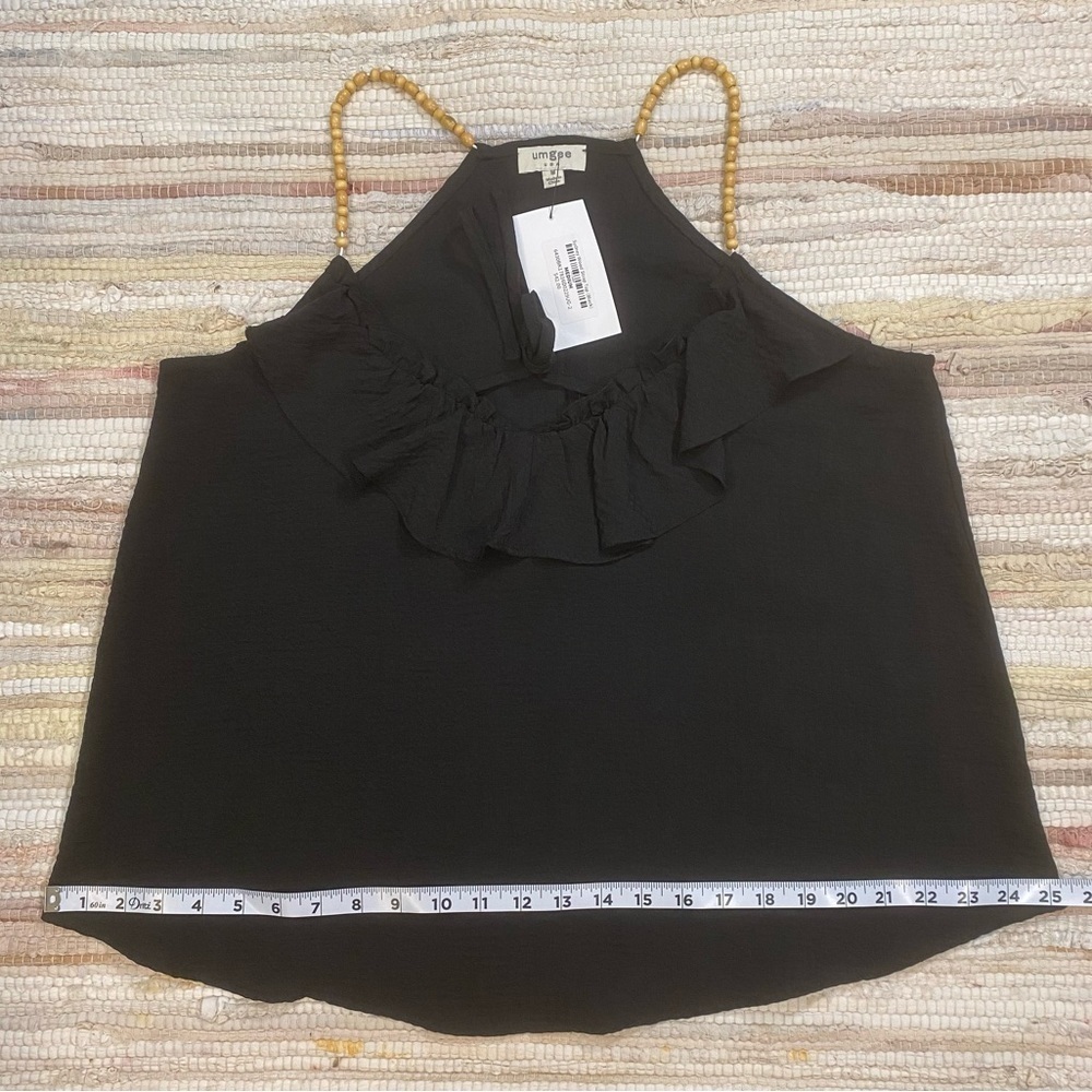 Umgee Black Beaded-Strap Linen-Blend Swing Tank NWT Size M - Picture 3 of 9